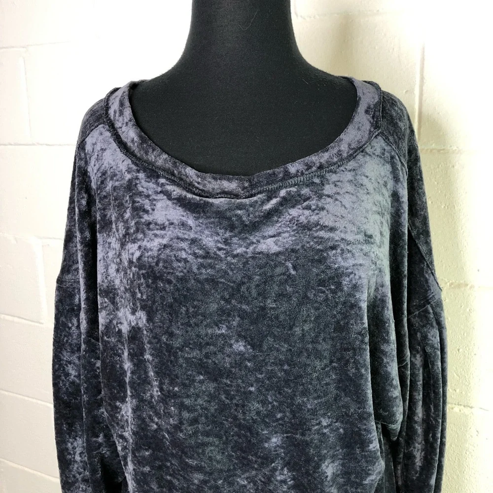 We The Free Crushed Velvet Dark Gray Milan Layering Top